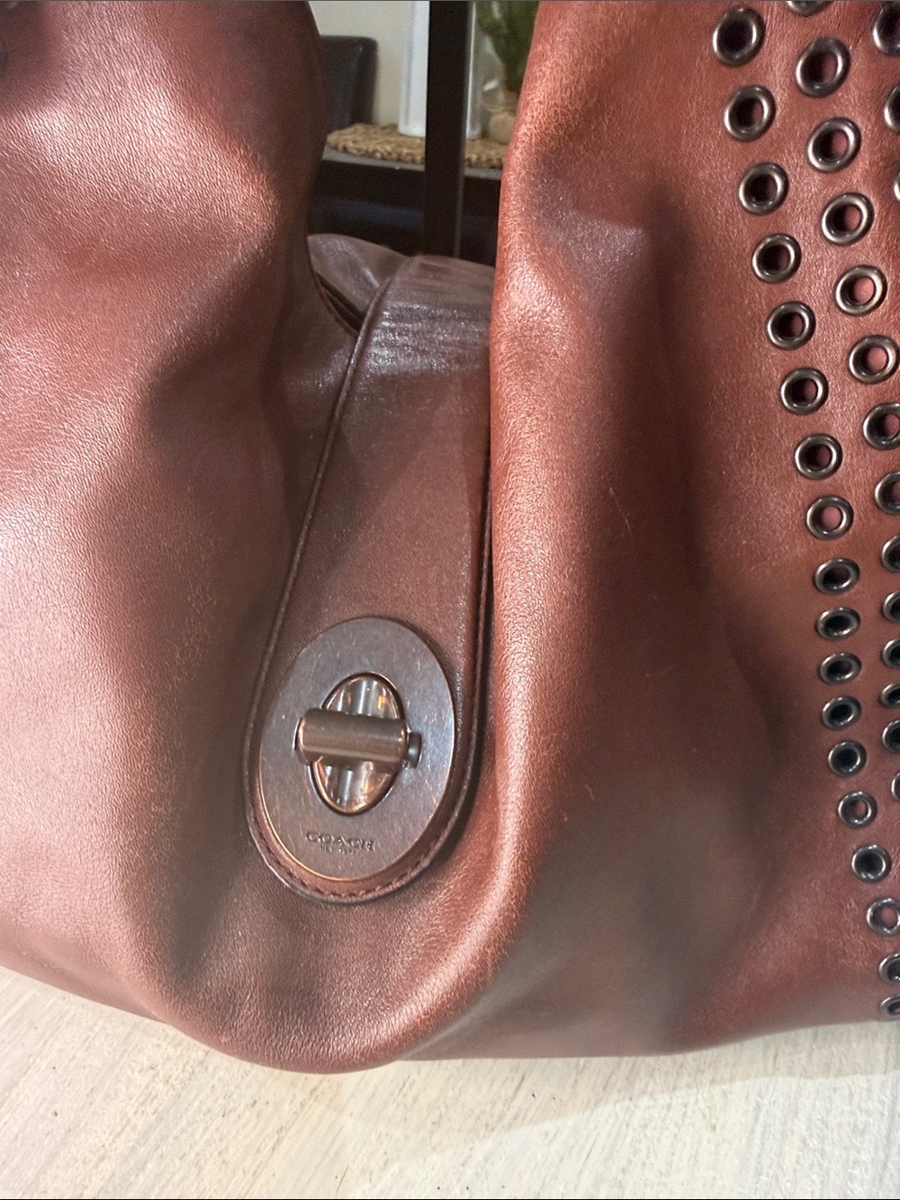 Coach Madison Large Studded Leather Hobo Brown - Picture 3 of 16